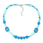 Kette Blumenperlen blau-trkis-transparent Kunststoff 45cm