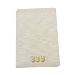 Aufmachungskarte 38x55mm fr Gold-Anhnger Textil wei -333-Aufdruck goldfarben