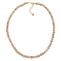 Kette 8mm Perle beige-marmoriert Kunststoff 55cm