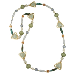 Kette khaki-mint-patina Kunststoff multi-color Sonderlnge 110cm