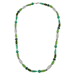 Kette mint-seide kiwi-grn Kunststoff multi-color silberfarben 90cm