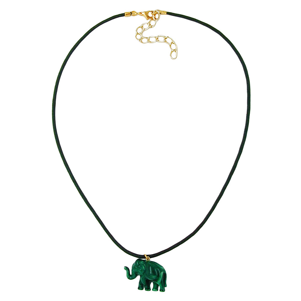 Kette 23x17x9mm Elefant mini Kunststoff grün-marmoriert glänzend Kordel grün 40cm