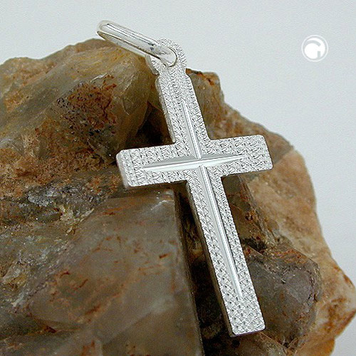 Pendentif 23x13mm croix diamantée argent 925